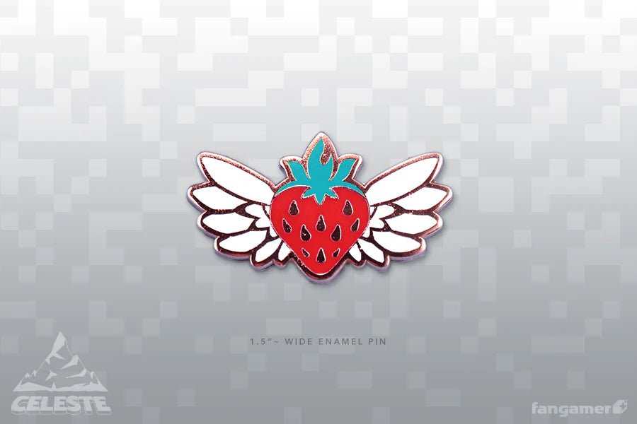 Celeste - Flying Strawberry Enamel Pin - PopCultGang