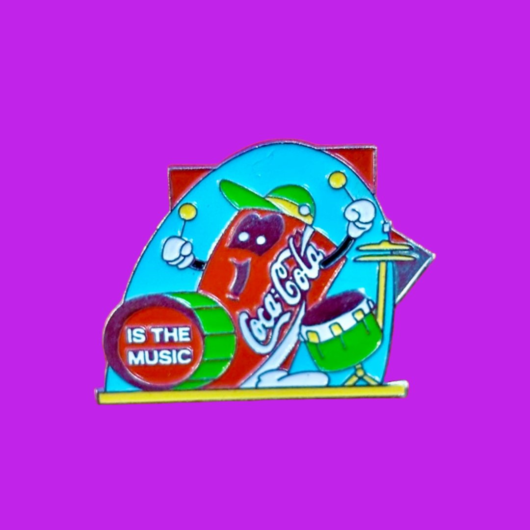 "Coca Cola Is The Music" Drums Enamel Pin (1993) - PopCultGang