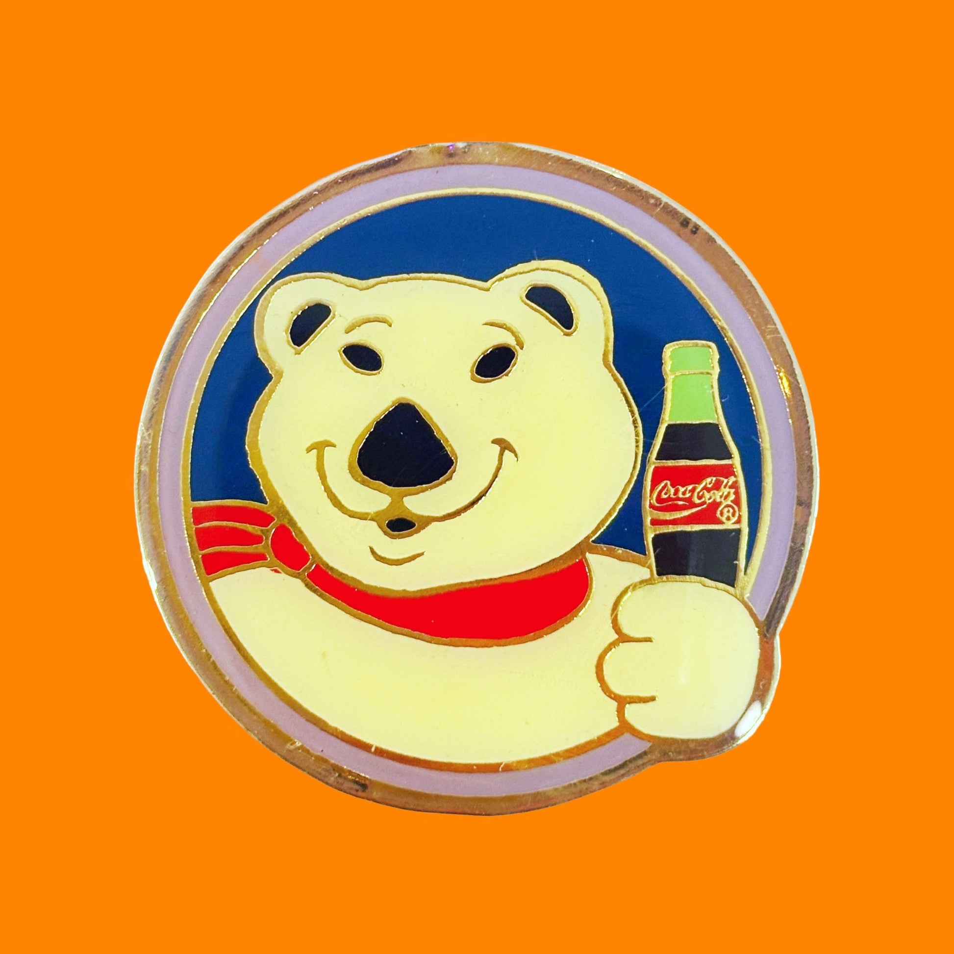 Coca Cola: Polar Bear Circle Logo - Enamel Pin (90s) - PopCultGang