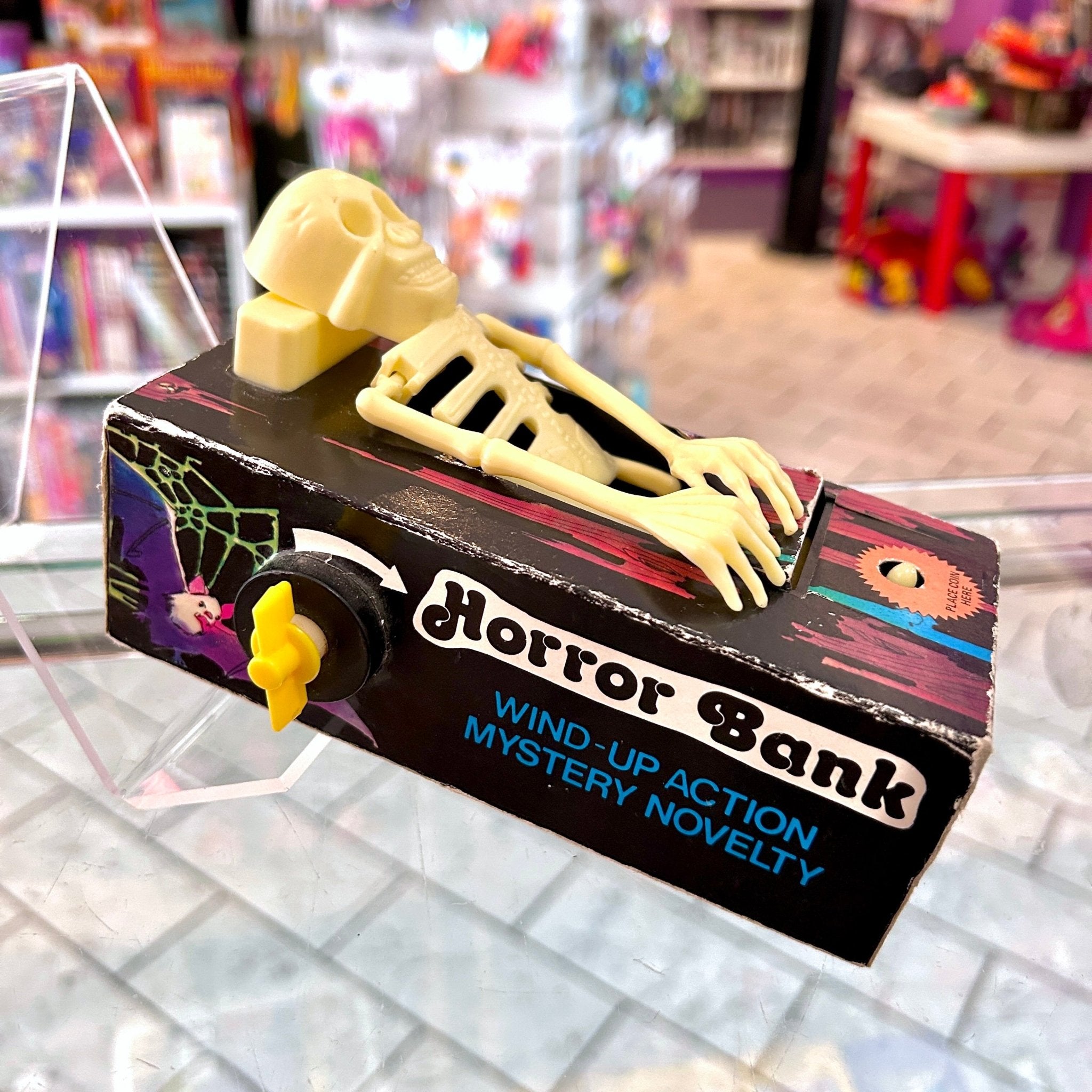 Coffin Horror Bank - Skeleton Wind-Up Novelty Toy (Hong Kong, 70s