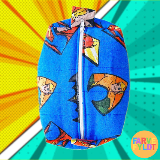 DC Comics: Justice League - Blue Upcycled Toiletry Bag (FARVEFYLDT x POPCULTGANG) - PopCultGang