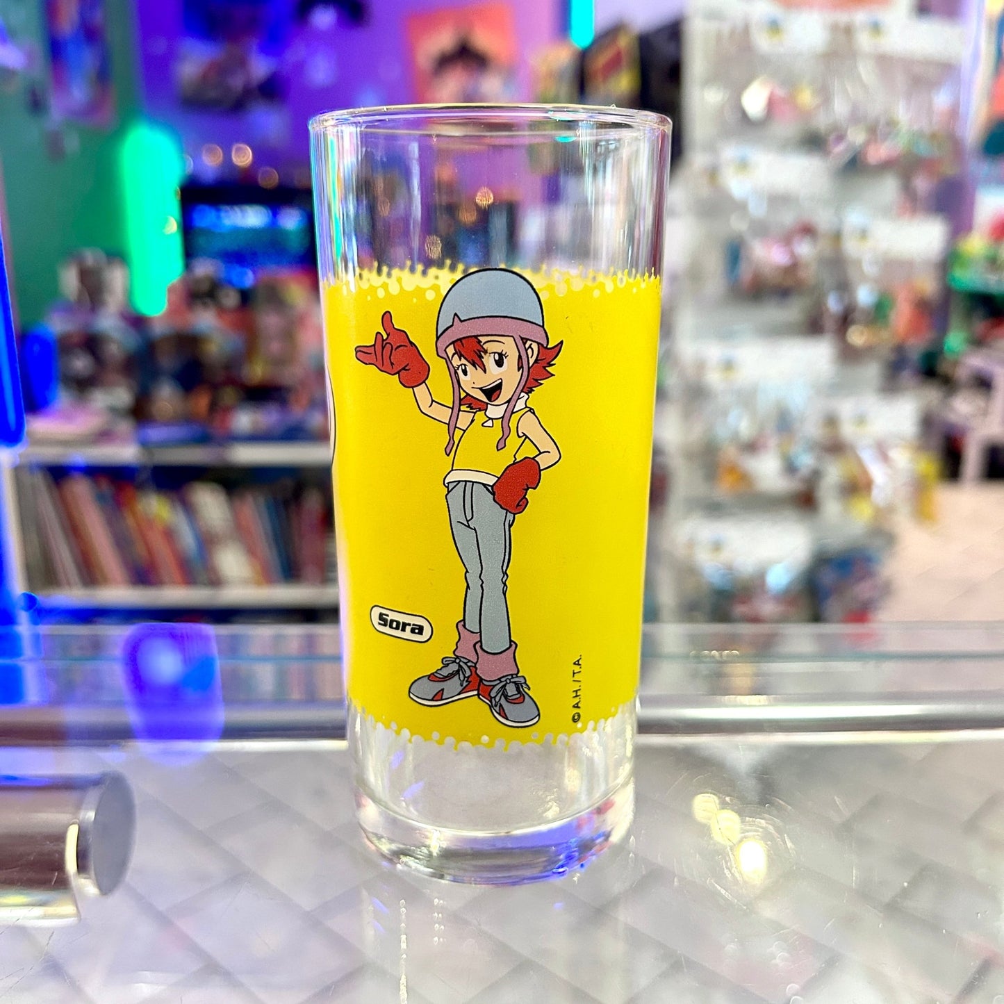 Digimon Glass with Sora & Biyomon (2000s) - PopCultGang