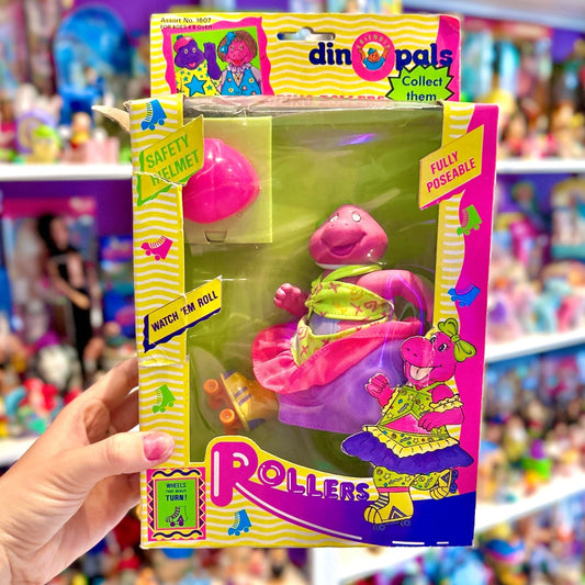 Dino Pals: Rollers - Pink Dinosaur on Rollerskates Figure Doll (NIB, Kid Kore, 90s) - PopCultGang