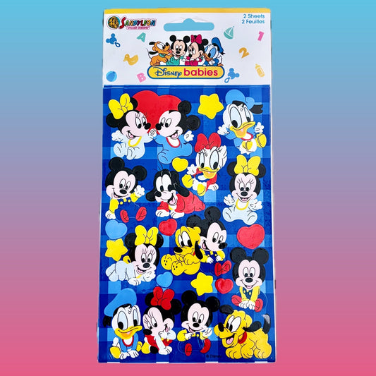Disney Babies: Mickey & Minnie Mouse, Daisy & Donald Duck, Pluto - Dark Blue Stickers (Sandy Lion, 90s) - PopCultGang