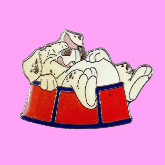Disney's 101 Dalmatians: Puppy Eating In Bowl Enamel Pin (90s) - PopCultGang