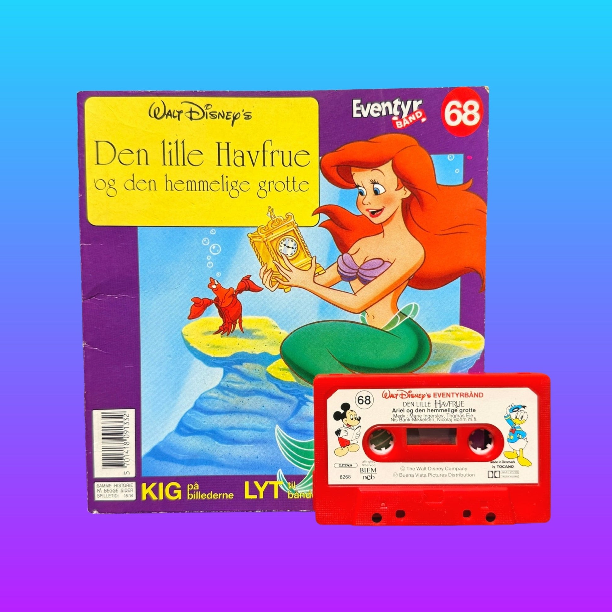 Disney's The Little Mermaid - Den Lille Havfrue og Den Hemmelige Grotte - "Lyt Og Læs" Read Along Book and Cassette Tape (Danish, 90s) - PopCultGang
