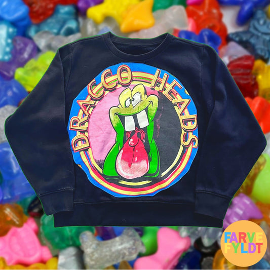 Draccoheads Logo - Upcycled Black Sweatshirt (FARVEFYLDT x POPCULTGANG) - PopCultGang
