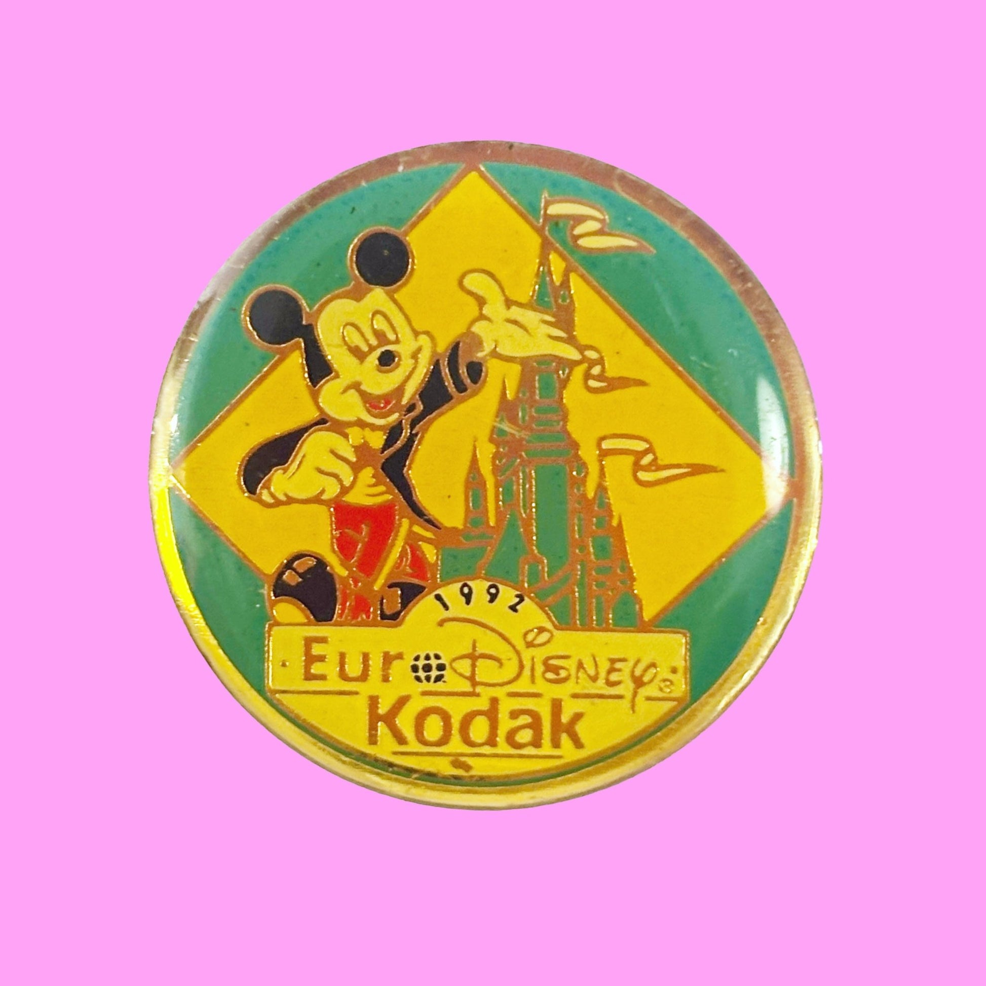 Euro Disney Park: Grand Opening Enamel Pin Buttons Mickey, Donald Duck, Pluto, Minnie (Kodak, 1992) - PopCultGang