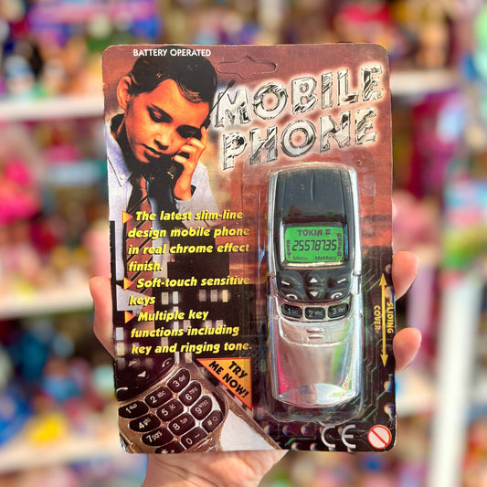 Fake Mobile Phone Toy - "Tokia II" - Battery Operated With Sounds & Slide Cover (90s) - PopCultGang