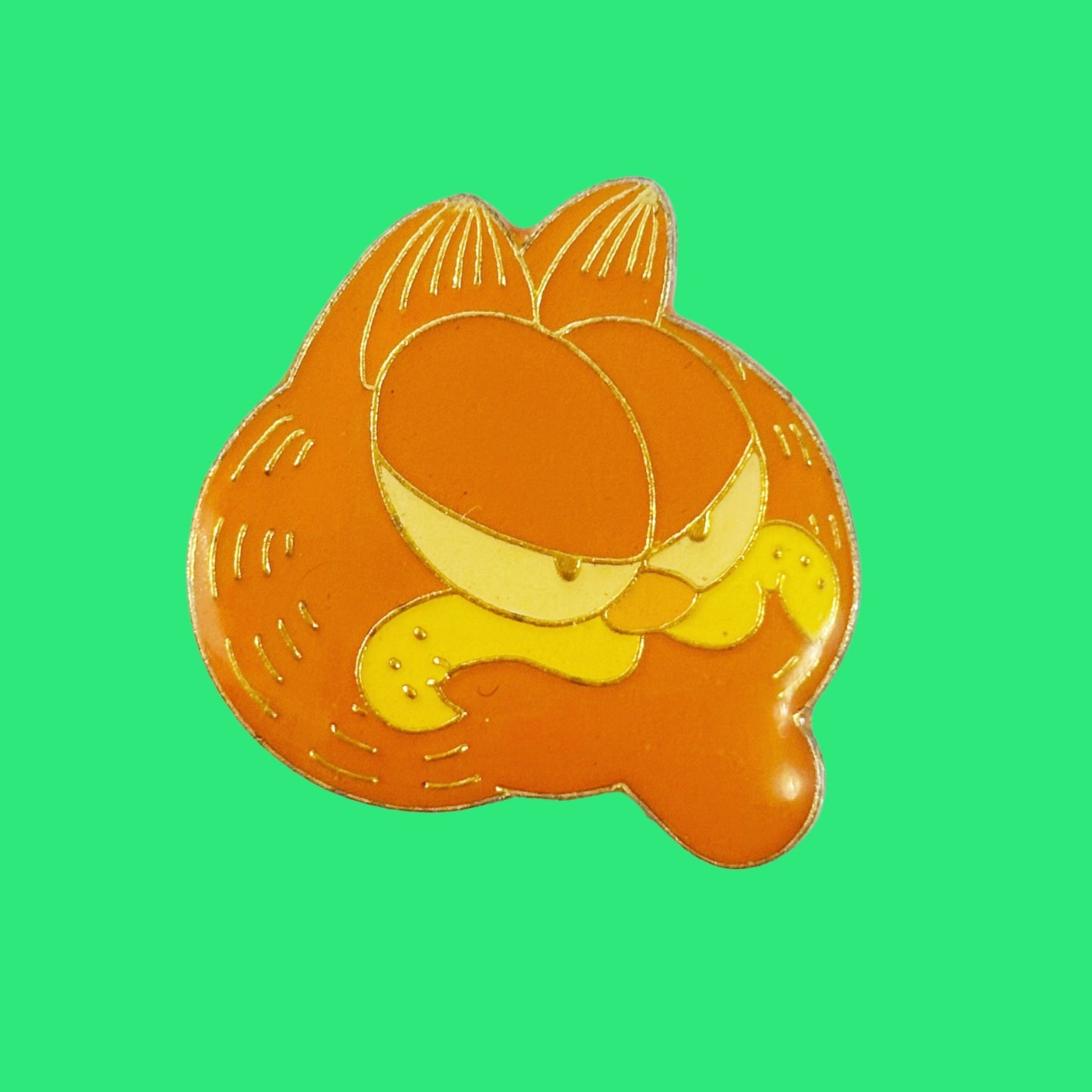 Garfield Face Big Chin Enamel Pin Badge (80s) - PopCultGang