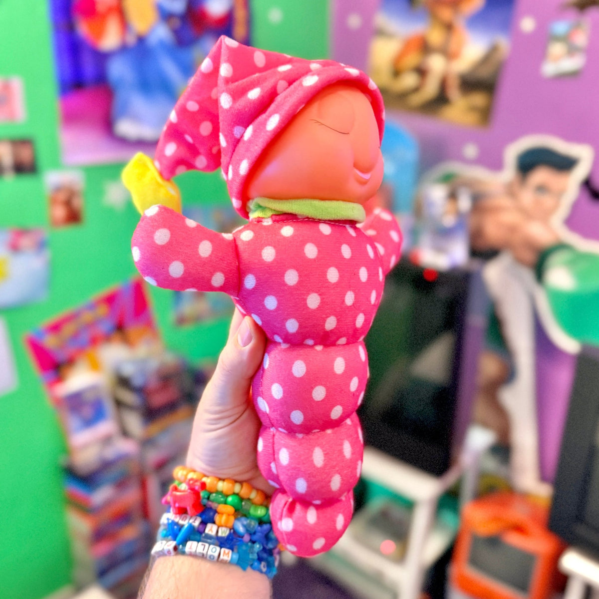 Gusy Luz Gloworm Pink Polkadot Caterpillar Plush (Molto, 2018) - PopCultGang