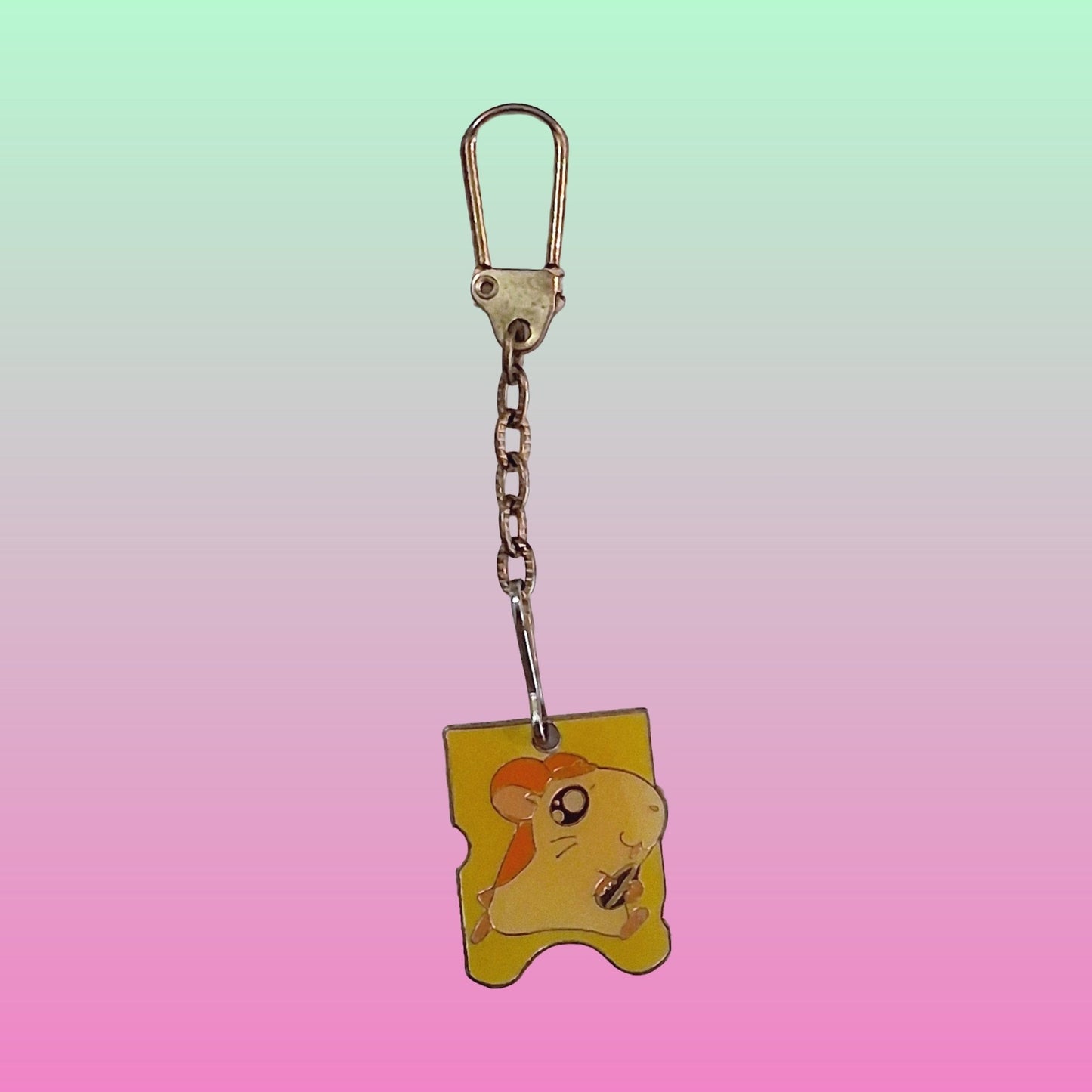 Hamtaro With Seed Metal Charm - Mini Keychain (2000s) - PopCultGang