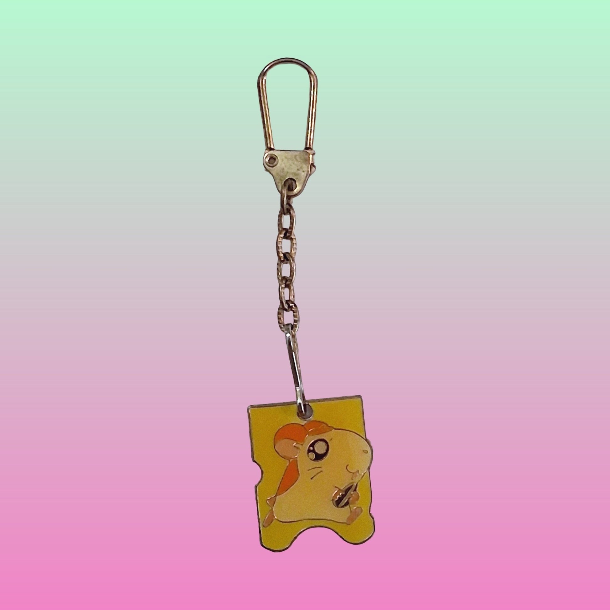 Hamtaro With Seed Metal Charm - Mini Keychain (2000s) - PopCultGang