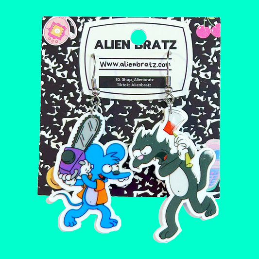 Itchy & Scrathcy Earrings (by Alien Bratz) - PopCultGang