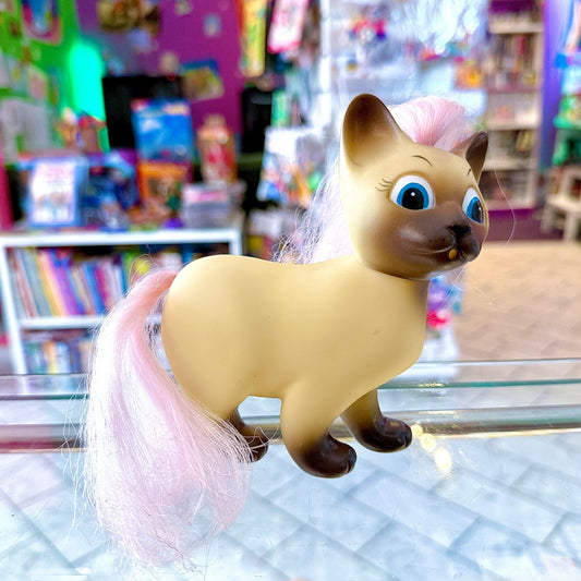 Kitty Care: "Poppy" Beige Cat Purple Hair Figure (Hornby, 1985) - PopCultGang