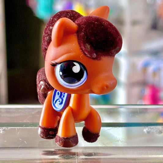 Littlest Pet Shop: 627 Orange Brown Flocked Horse (2000s) - PopCultGang