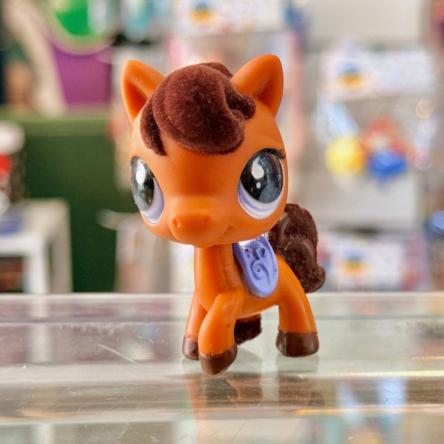 Littlest Pet Shop: 627 Orange Brown Flocked Horse (Hasbro, 2000s) - PopCultGang