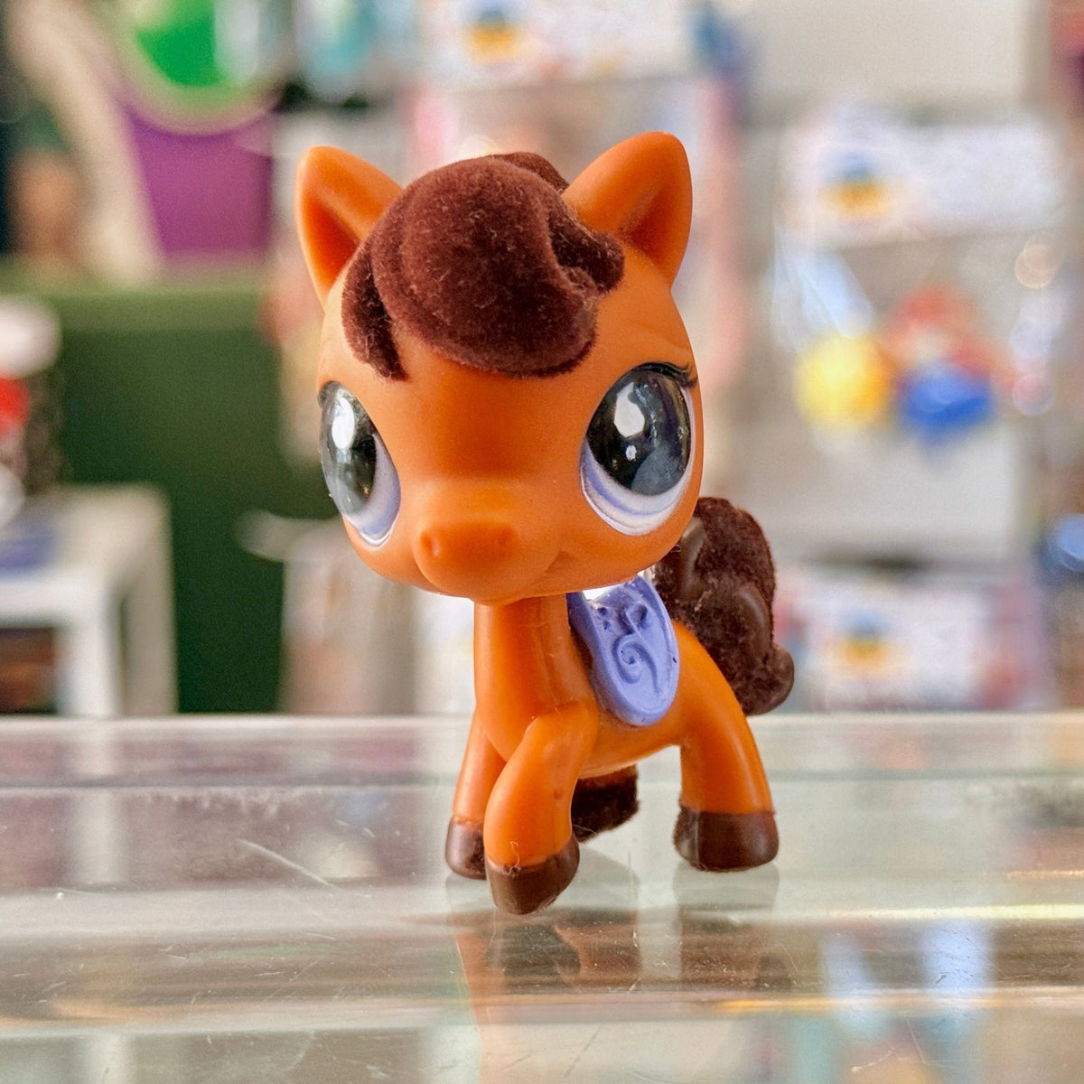 Littlest Pet Shop: 627 Orange Brown Flocked Horse (Hasbro, 2000s) - PopCultGang