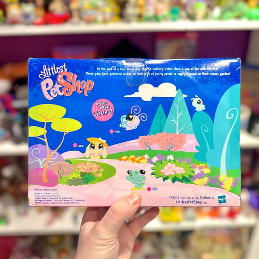 Littlest Pet Shop: Garden Get Together - 478 - 480 - Butterfly, Frog, Bunny (NIB, new in box, 2000s) - PopCultGang