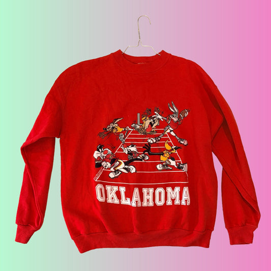 Looney Tunes: American Football Oklahoma Red Sweat Shirt (Warner Bros., 90s) - PopCultGang