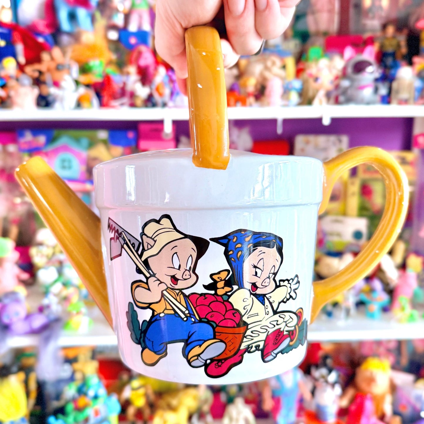 Looney Tunes: Ceramic Watering Can - Taz, Porky & Petunia Pig (Warner Bros. 1993) - PopCultGang