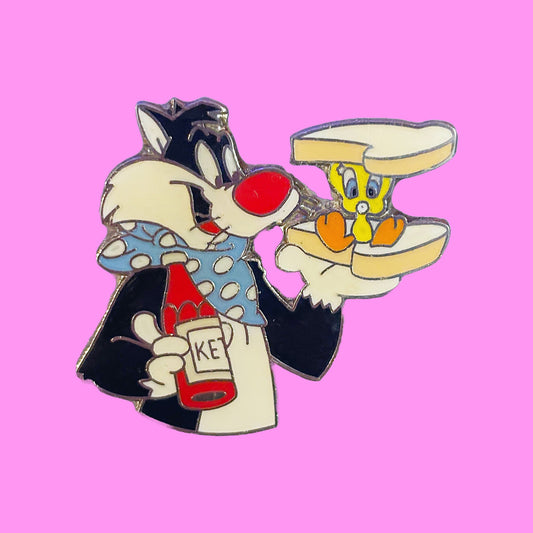 Looney Tunes: Sylvester & Tweety Sandwich Enamel Pin (Warner Bros, 90s) - PopCultGang