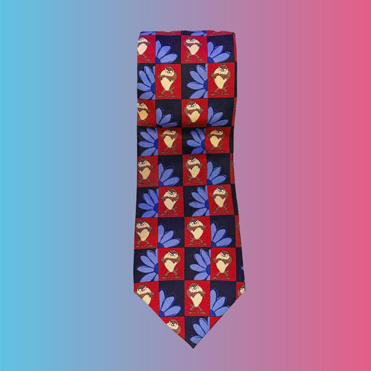 Looney Tunes: Taz The Tazmanian Devil Red Silk Tie (Warner Bros. 1999) - PopCultGang