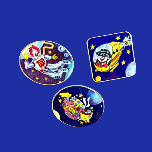 McDonald's Hamburglar, Ronald McDonald, Birdie in Space Enamel Pins (90s) - PopCultGang