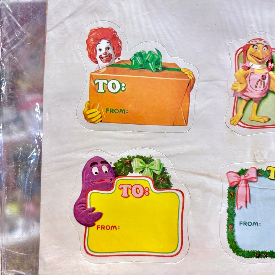 McDonalds: Holiday Gift Wrapping Set - Ronald McDonald, Hamburglar, Grimace, Birdie (80s) - PopCultGang