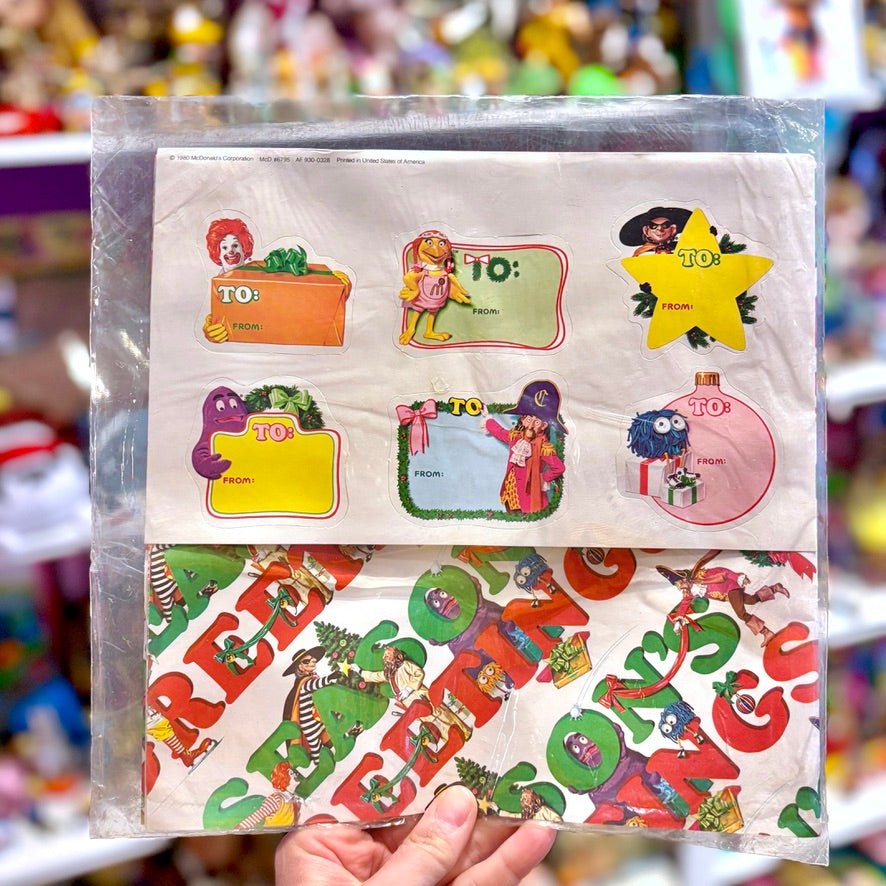 McDonalds: Holiday Gift Wrapping Set - Ronald McDonald, Hamburglar, Grimace, Birdie (80s) - PopCultGang