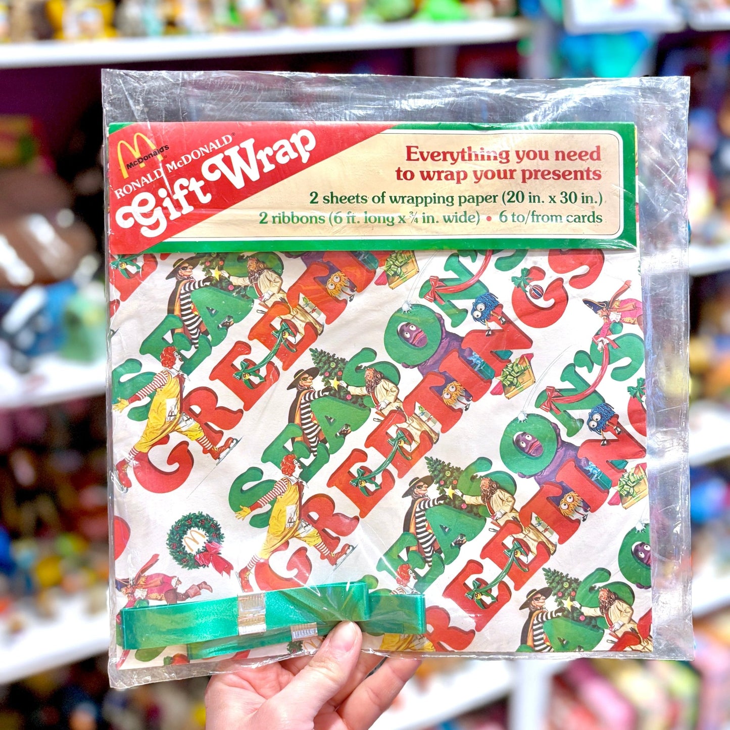 McDonalds: Holiday Gift Wrapping Set - Ronald McDonald, Hamburglar, Grimace, Birdie (80s) - PopCultGang