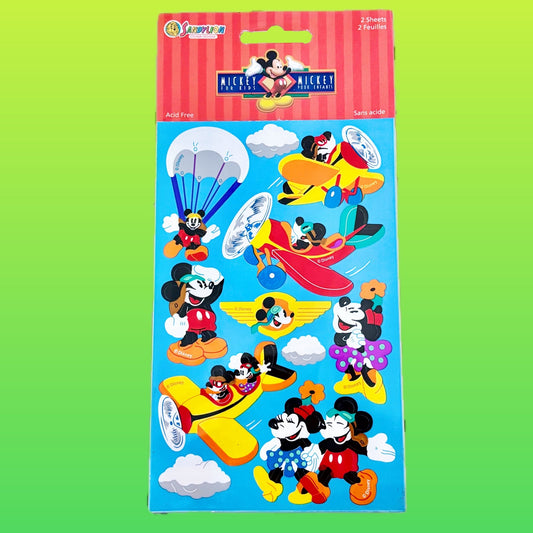 Mickey & Minnie Mouse Flying Plane 1930s Style Stickers (Disney, Sandy Lion, 2000s) - PopCultGang