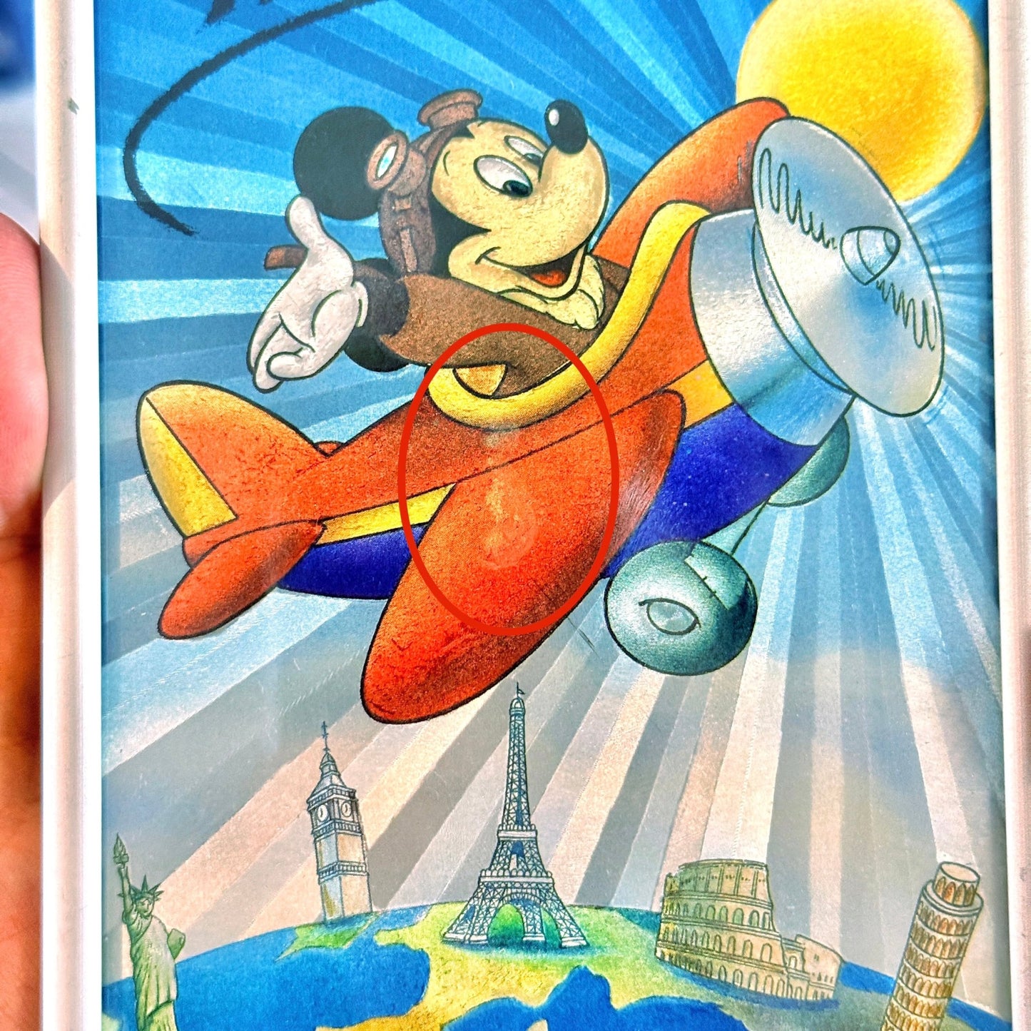 Mickey Mouse Flying Plane "Hello" Glossy Framed Photo (Disney, 90s) - PopCultGang