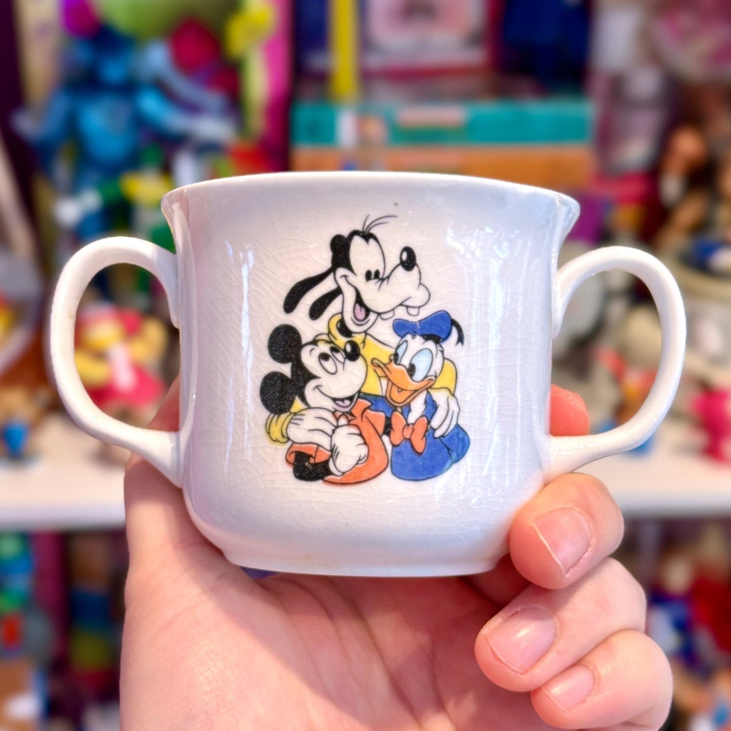 Mickey Mouse, Goofy, Donald Duck Ceramic Double Handle Mug (Disney, 80s) - PopCultGang