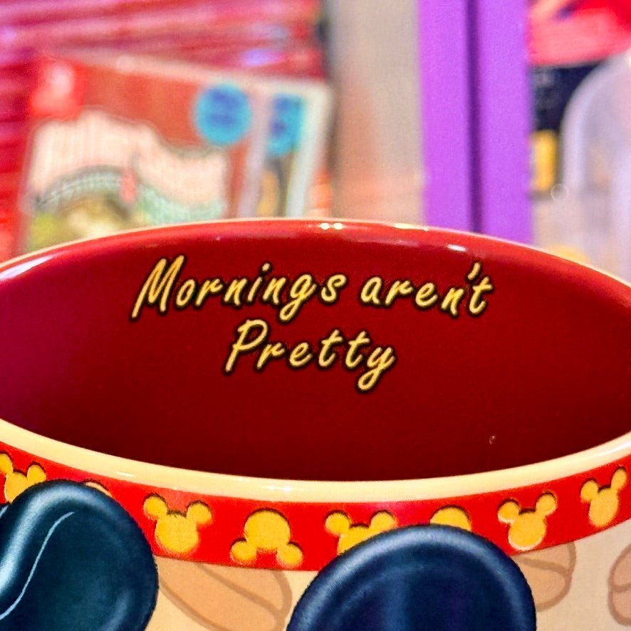 Mickey Mouse "Mornings Aren't Pretty" Large Ceramic Mug (Disney Parks, 2013) - PopCultGang