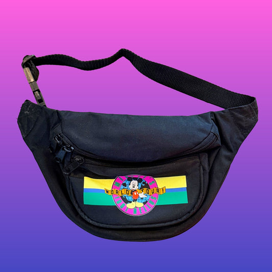 Mickey Mouse World Tour - Black Kids Belt Bag Fannypack (Disney, 90s) - PopCultGang