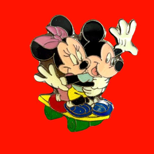 Minnie & Mickey Mouse On Skateboard Enamel Pin (Disney, 90s) - PopCultGang
