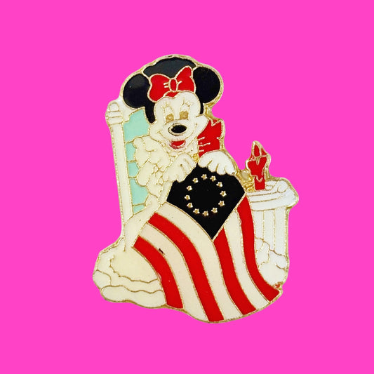 Minnie Mouse: Betsy Ross Sewing American Flag Enamel Pin (1989, Disney) - PopCultGang