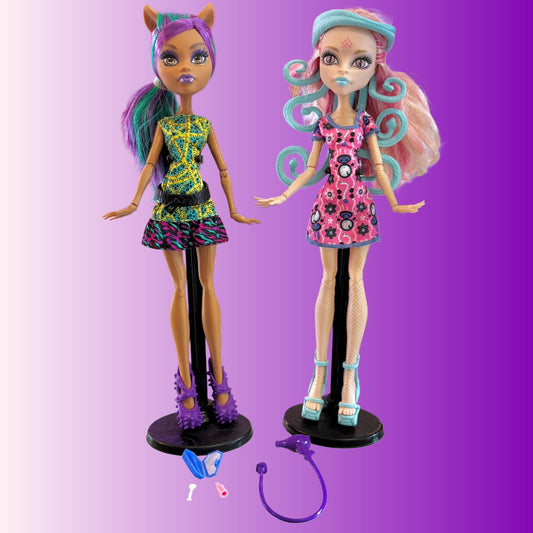 Monster High: Clawdeen Wolf & Viperine Gorgon Fashion Dolls - Scare 'N Makeup Set (Mattel, 2014) - PopCultGang