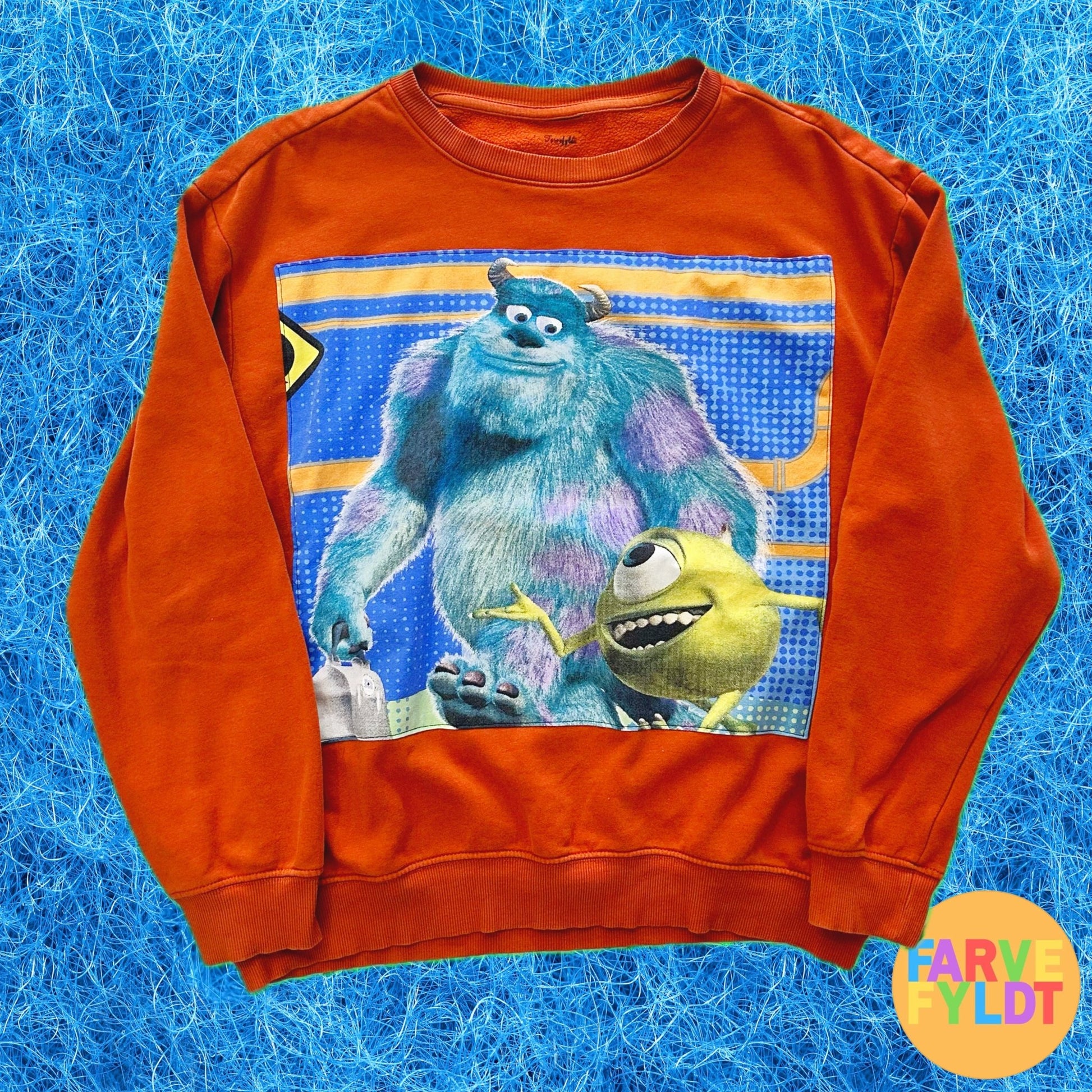 Monster's Inc: Mike & Sulley - Upcycled Orange Sweatshirt (FARVEFYLDT x POPCULTGANG) - PopCultGang