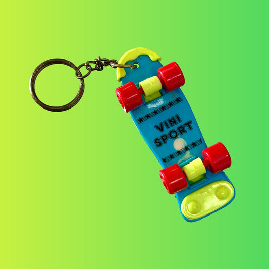 Neon Blue Mini Skateboard Charm Keychain (80s) - PopCultGang