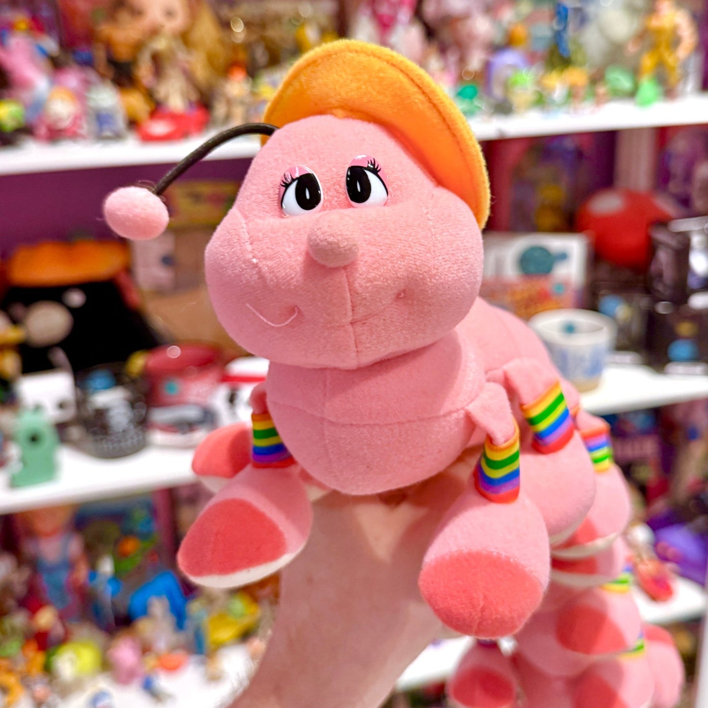Pink Catapillar Plush With Bucket Hat Plush - 45cm (Lots - A - Lots - A - Leggggggs bootleg, Toys N Trends, 90s) - PopCultGang