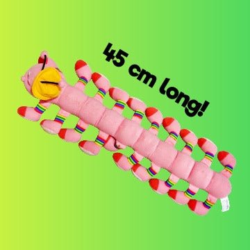 Pink Catapillar Plush With Bucket Hat Plush - 45cm (Lots - A - Lots - A - Leggggggs bootleg, Toys N Trends, 90s) - PopCultGang