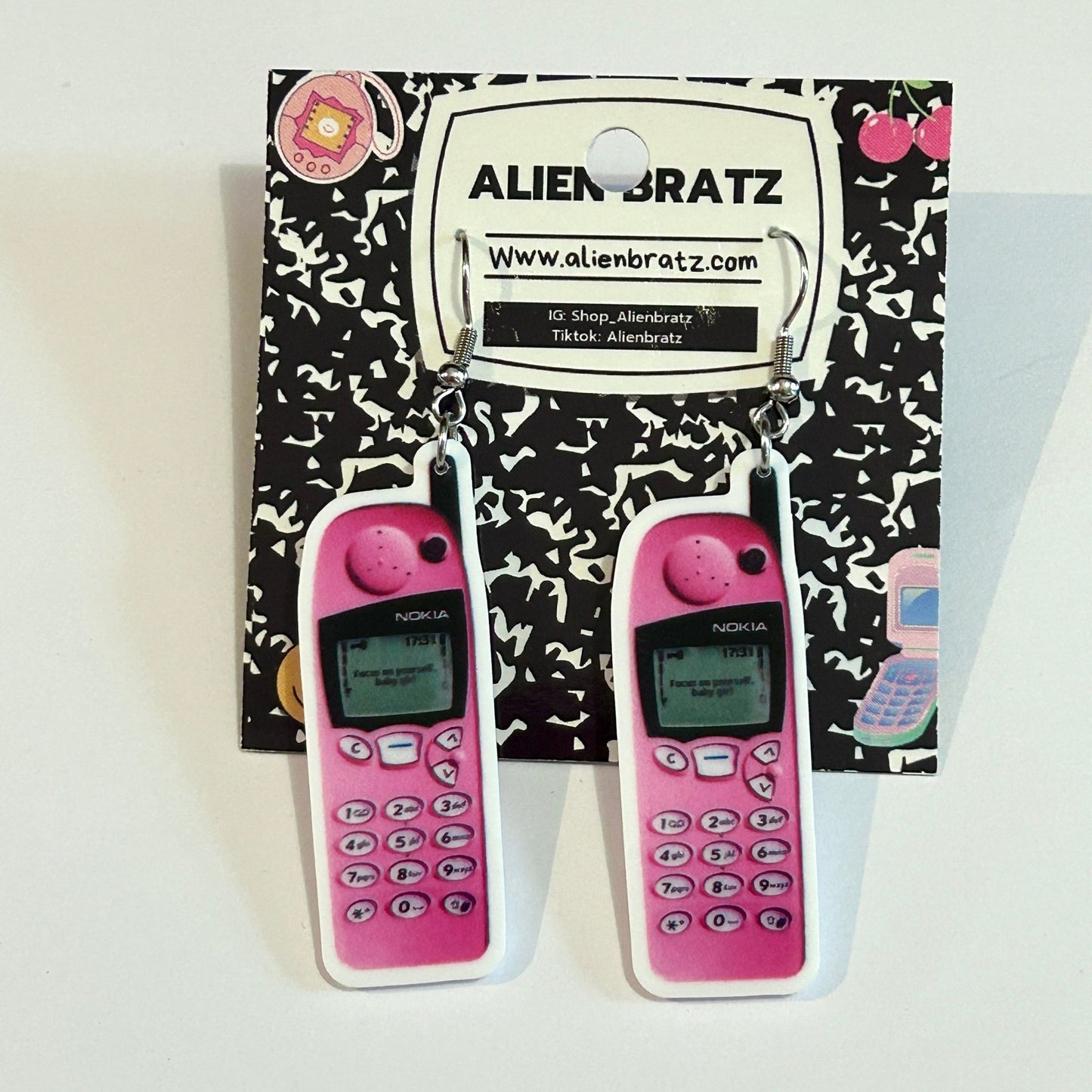 Pink Cellphone Earrings - PopCultGang