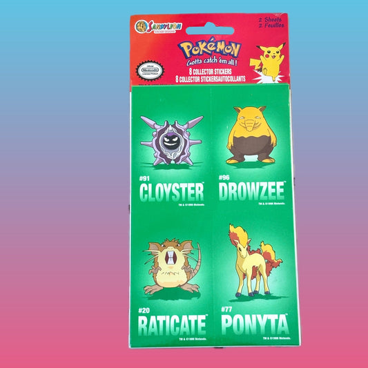 Pokemon: Dark Green Stickers - Cloyster, Drowsee, Raticate & Ponyta (Sandy Lion, Nintendo, 1999) - PopCultGang