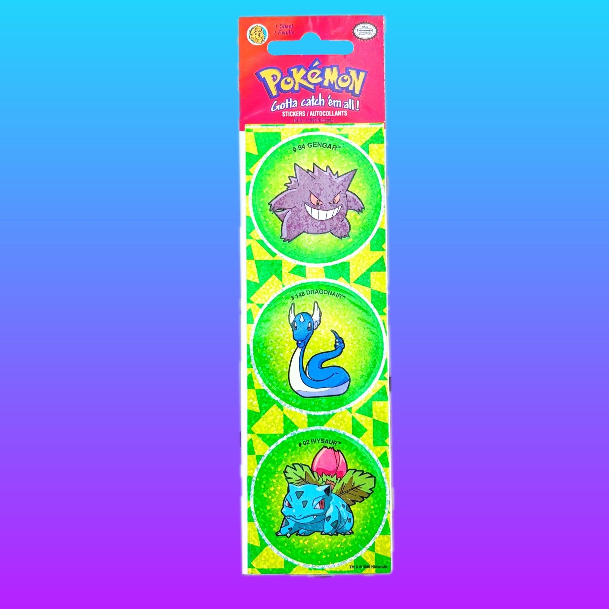 Pokemon: Green Stickers With Gengar, Dratini & Venusaur (Sandy Lion, Nintendo, 1999) - PopCultGang