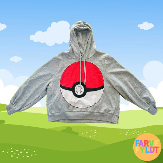 Pokemon: Pokeball - Upcycled Grey Hoodie (FARVEFYLDT x POPCULTGANG) - PopCultGang