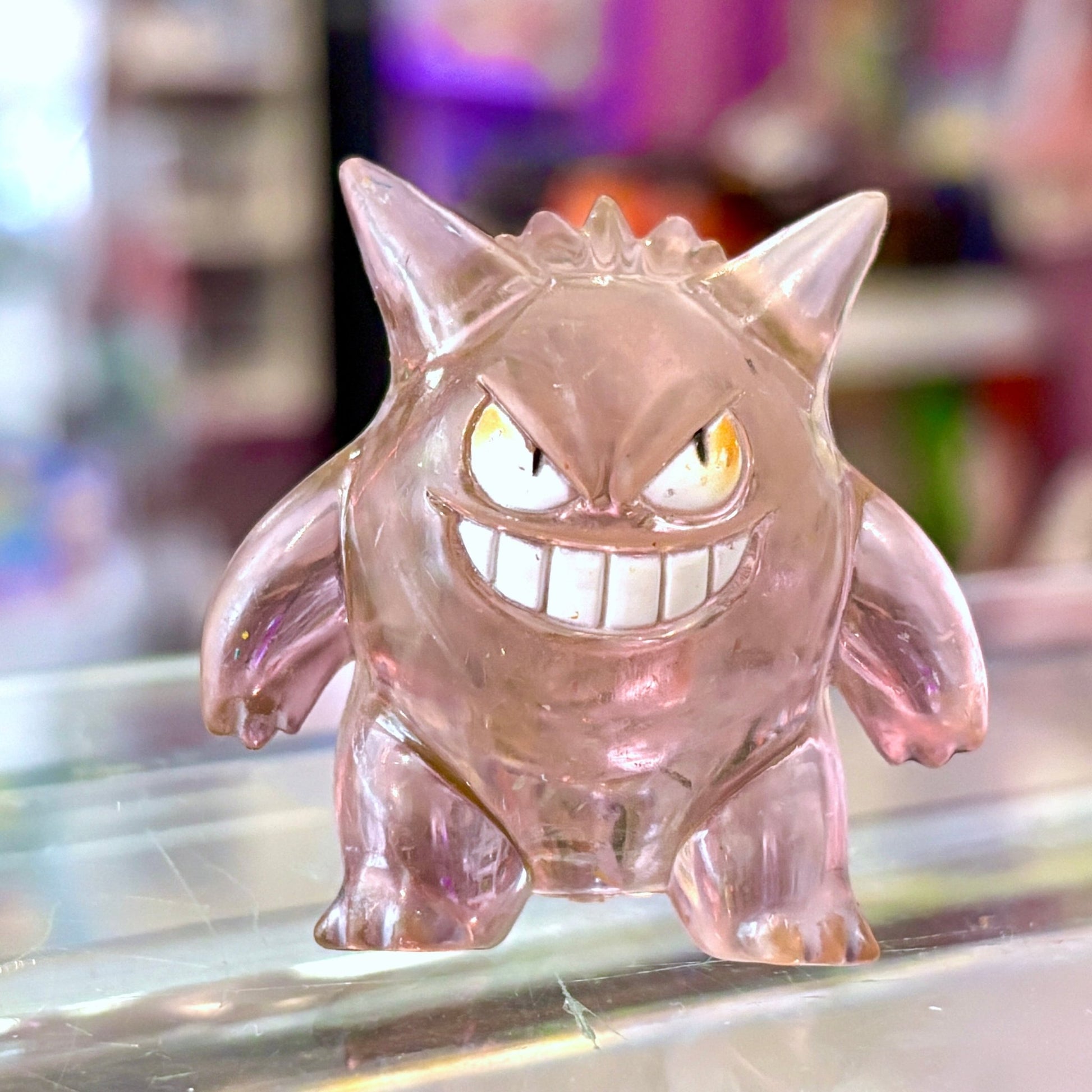 Pokemon: Translucent Light Gengar Collectible Mini Figure (Hasbro, Grabber Ball Variant, Nintendo, 90s) - PopCultGang