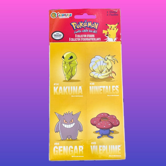 Pokemon: Yellow Stickers - Kakuna, Ninetales, Gengar & Vileplume (Sandy Lion, Nintendo, 1999) - PopCultGang