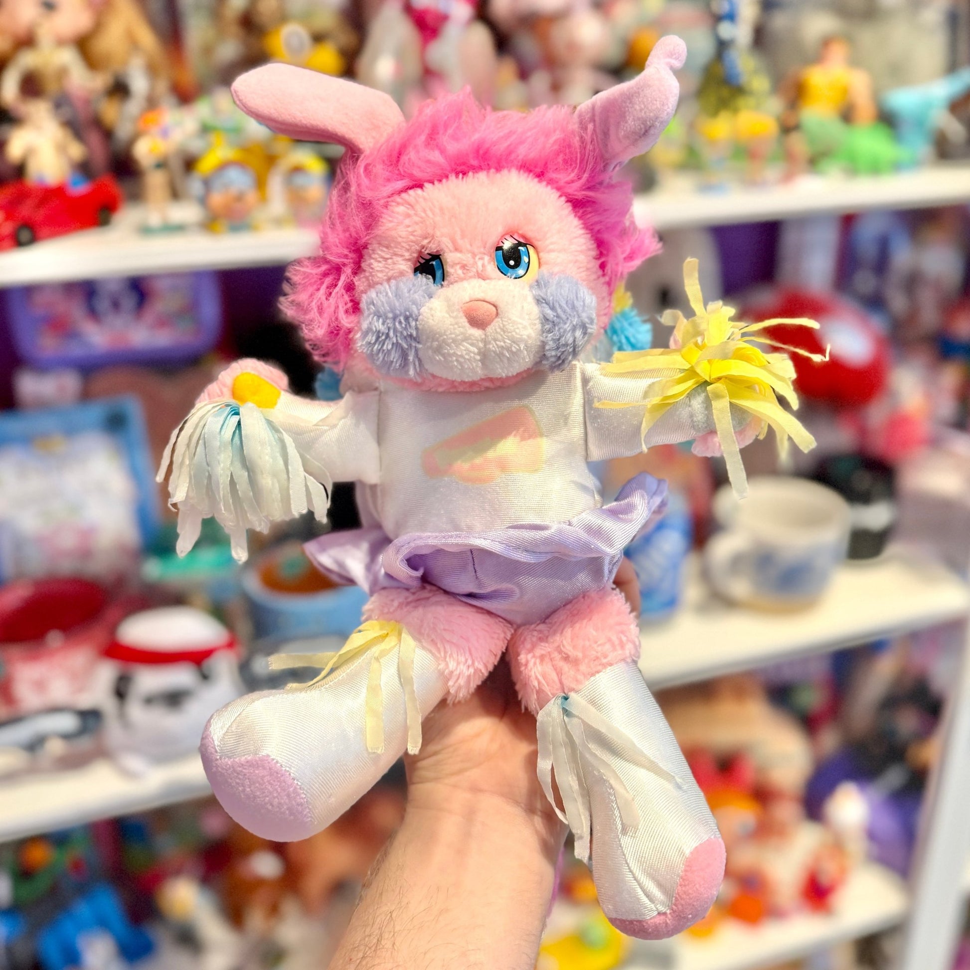 Popples: Cheerleader Pom Pom Puffball - Pink & Blue Plush (80s) - PopCultGang